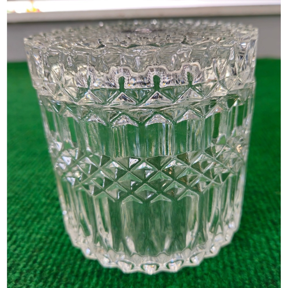 Crystal Glass Round Candy Dish Trinket Holder Vintage Art Deco‎